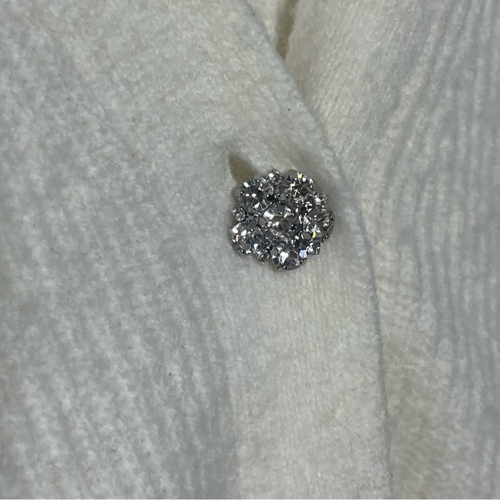 LOFT Cardigan Sweater Women’s L V-Neck Long Sleeve Crystal Buttons Ivory - Picture 7 of 7